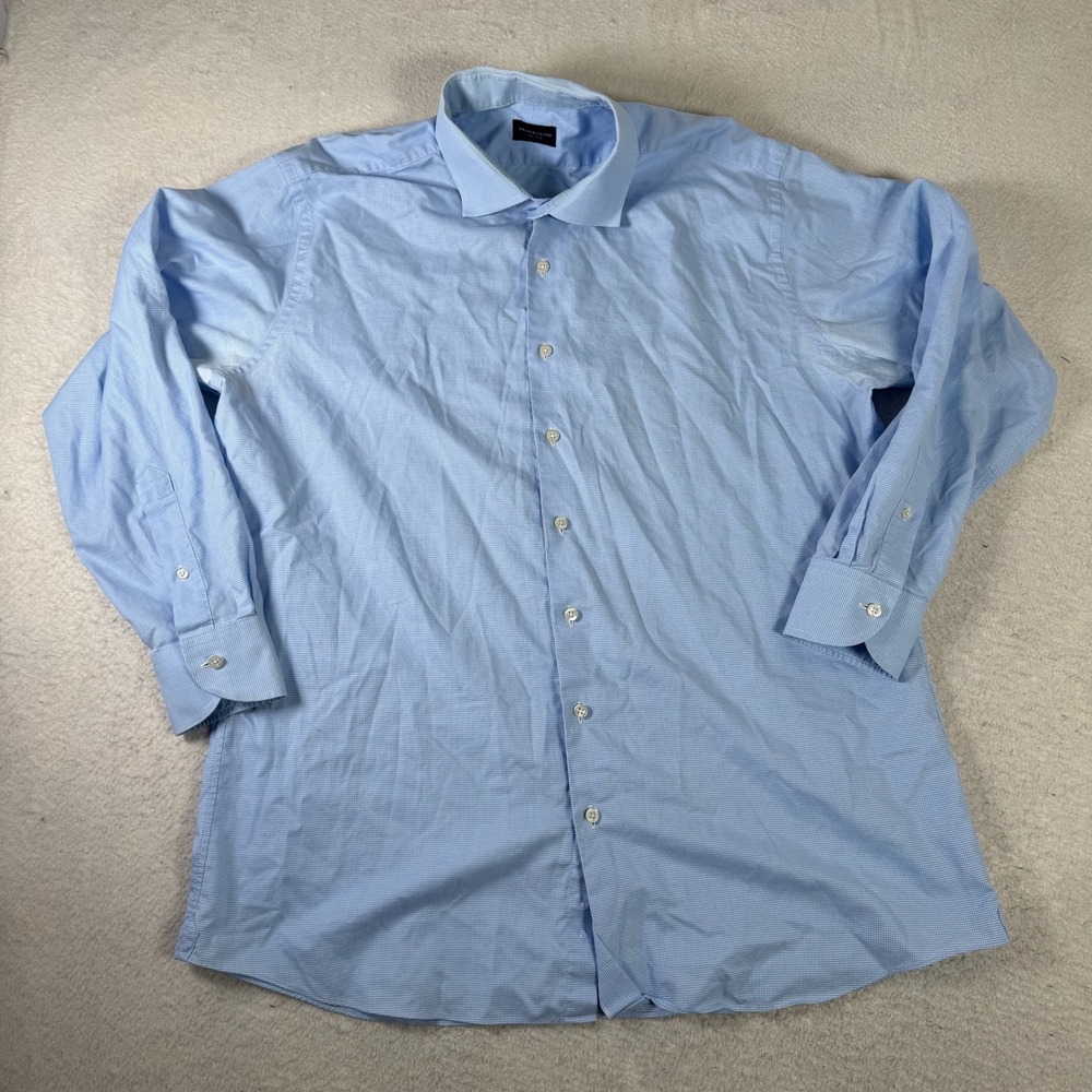 Proper Cloth Shirt Mens XL Light Blue Micro Houndstooth Cotton Good Condition